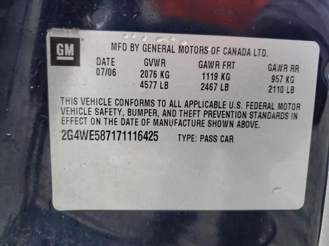 2G4WE587171116425 - 2007 BUICK LACROSSE CXS BLUE photo 12
