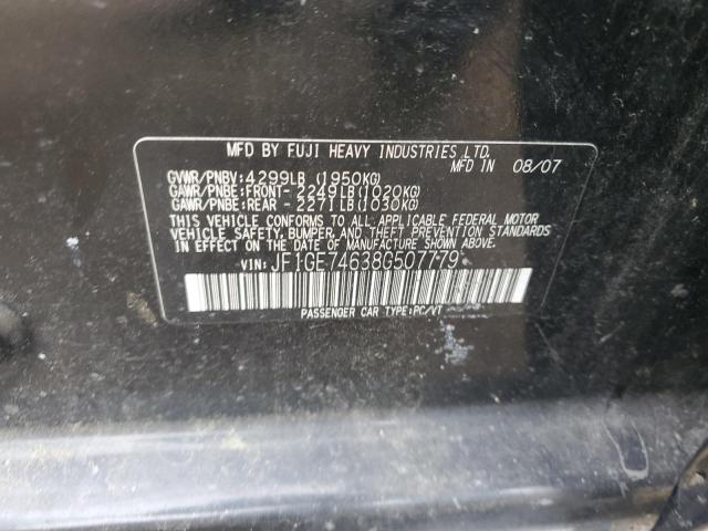 JF1GE74638G507779 - 2008 SUBARU IMPREZA WRX BLACK photo 12