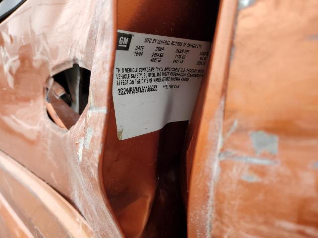 2G2WR524X51189933 - 2005 PONTIAC GRAND PRIX GTP ORANGE photo 12