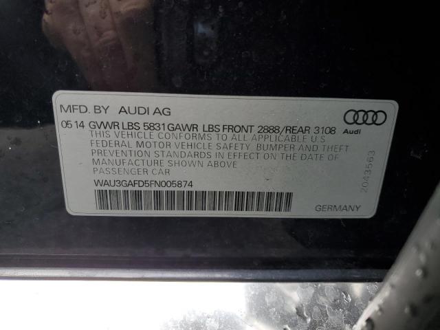 WAU3GAFD5FN005874 - 2015 AUDI A8 L QUATTRO BLACK photo 12