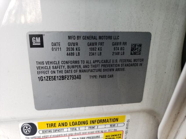 1G1ZE5E12BF279340 - 2011 CHEVROLET MALIBU LTZ თეთრი ფოტო 12