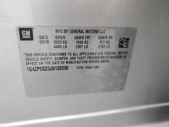 1G4ZP5SZ0JU128398 - 2018 BUICK LACROSSE ESSENCE ვერცხლისფერი ფოტო 12