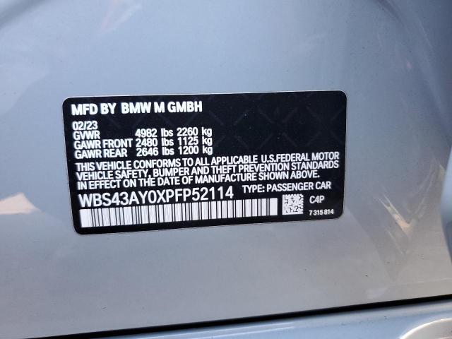 WBS43AY0XPFP52114 - 2023 BMW M3 COMPETITION GRAY photo 12