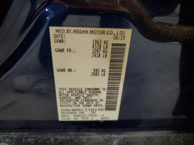 1N4BL4BV0LC150196 - 2020 NISSAN ALTIMA S BLUE photo 12