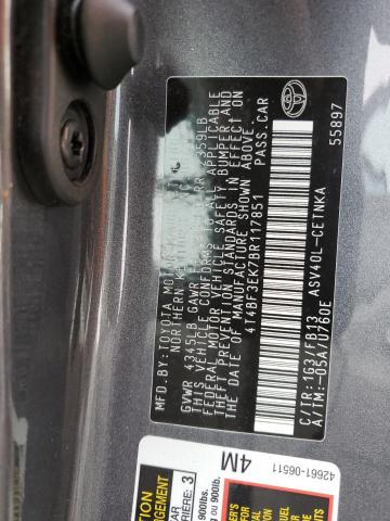 4T4BF3EK7BR117851 - 2011 TOYOTA CAMRY BASE CHARCOAL photo 12