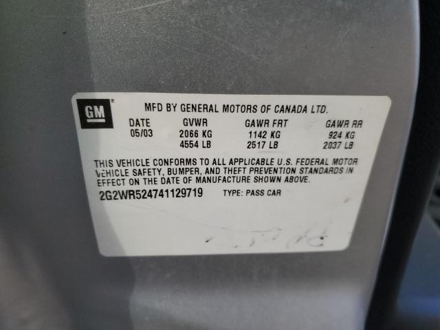 2G2WR524741129719 - 2004 PONTIAC GRAND PRIX GTP Gümüş foto 12