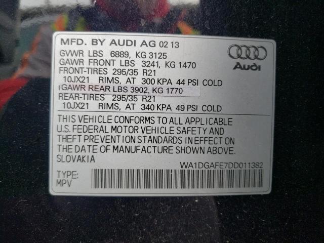 WA1DGAFE7DD011382 - 2013 AUDI Q7 PRESTIGE შავი ფოტო 13