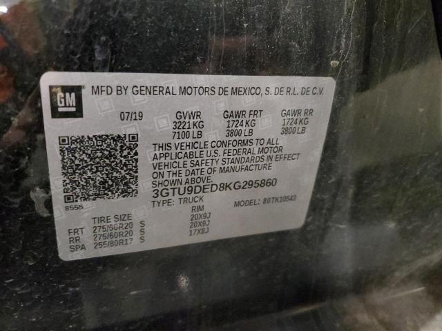 3GTU9DED8KG295860 - 2019 GMC SIERRA K1500 SLT BLACK photo 12