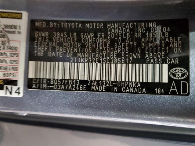 2T1KR32E15C385817 - 2005 TOYOTA COROLLA MA XR BLUE photo 12