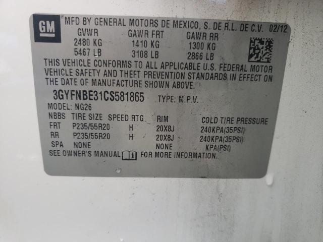 3GYFNBE31CS581865 - 2012 CADILLAC SRX PERFORMANCE COLLECTION Blanc photo 14