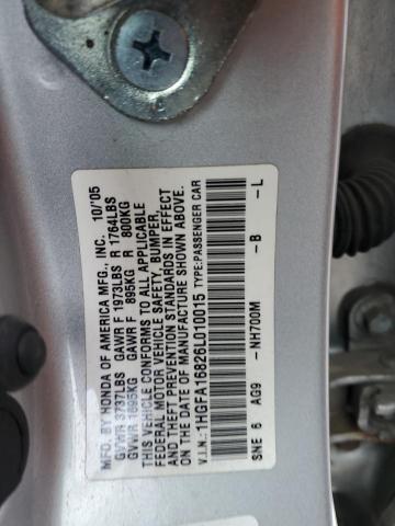 1HGFA16826L010015 - 2006 HONDA CIVIC EX SILVER photo 12