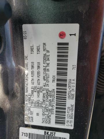 5TFRY5F13MX281284 - 2021 TOYOTA TUNDRA DOUBLE CAB SR/SR5 GRAY photo 13