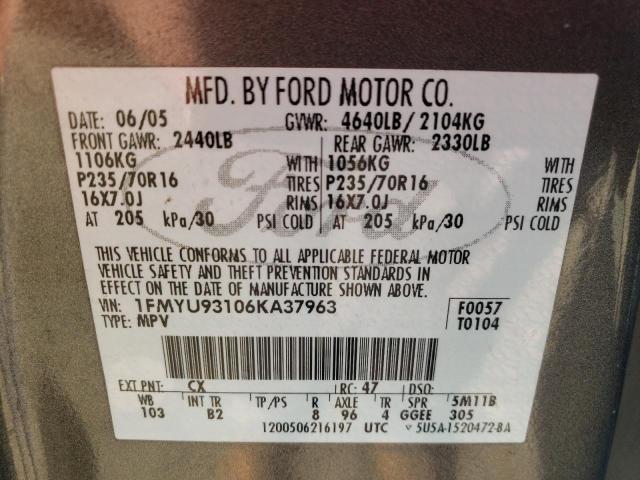 1FMYU93106KA37963 - 2006 FORD ESCAPE XLT GRAY photo 13