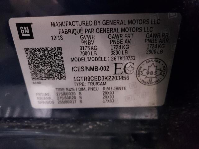 1GTR9CED3KZ203456 - 2019 GMC SIERRA K1500 ELEVATION BLUE photo 12