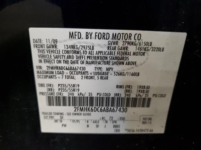 2FMHK6DC6ABA67430 - 2010 FORD FLEX LIMITED BLUE photo 14