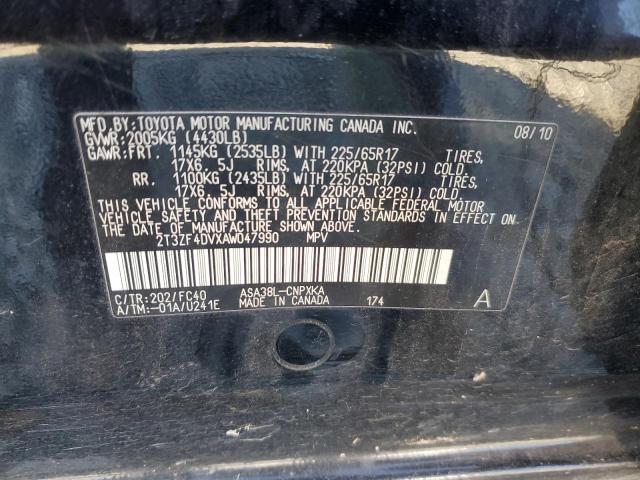 2T3ZF4DVXAW047990 - 2010 TOYOTA RAV4 BLACK photo 13