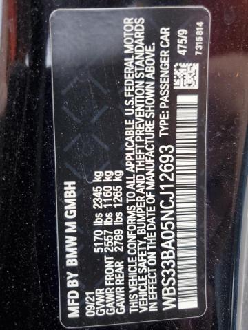 WBS33BA05NCJ12693 - 2022 BMW M4 COMPETITION BLACK photo 13