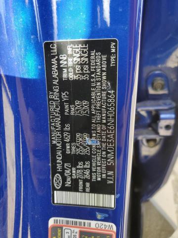 5NMJE3AE6NH065864 - 2022 HYUNDAI TUCSON LIMITED BLUE photo 13