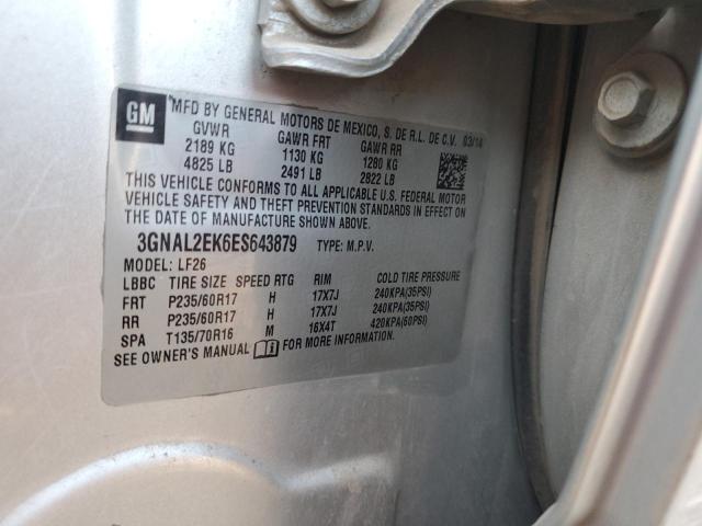 3GNAL2EK6ES643879 - 2014 CHEVROLET CAPTIVA LS 灰色 照片 12