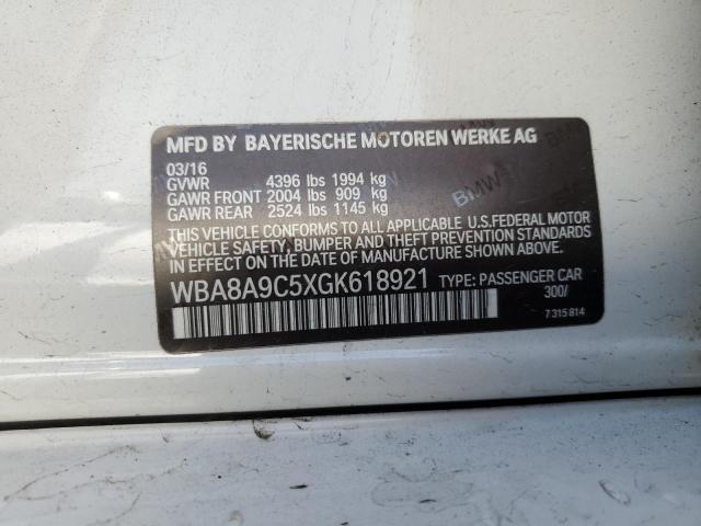 WBA8A9C5XGK618921 - 2016 BMW 320 I WHITE photo 12