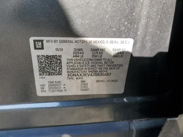 3GNAXJEV4JS636657 - 2018 CHEVROLET EQUINOX LT GRAY photo 13