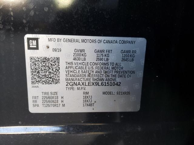 2GNAXLEX9L6151042 - 2020 CHEVROLET EQUINOX LT BLACK photo 13