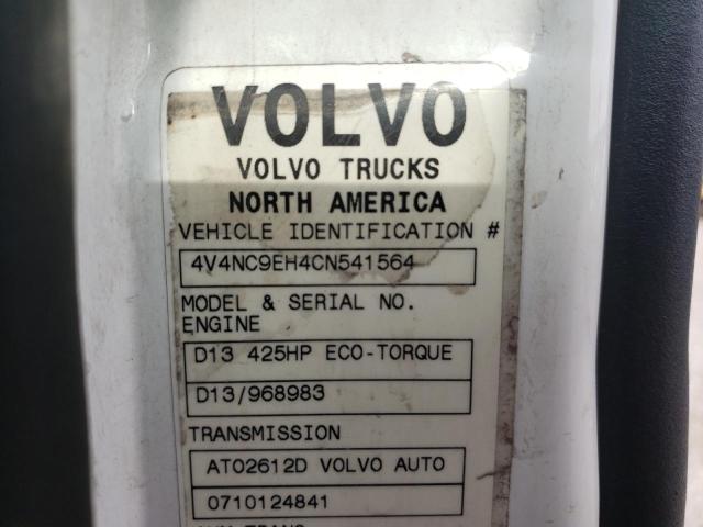 4V4NC9EH4CN541564 - 2012 VOLVO VN VNL WHITE photo 10