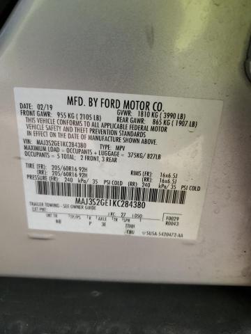 MAJ3S2GE1KC284380 - 2019 FORD ECOSPORT SE ვერცხლისფერი ფოტო 14