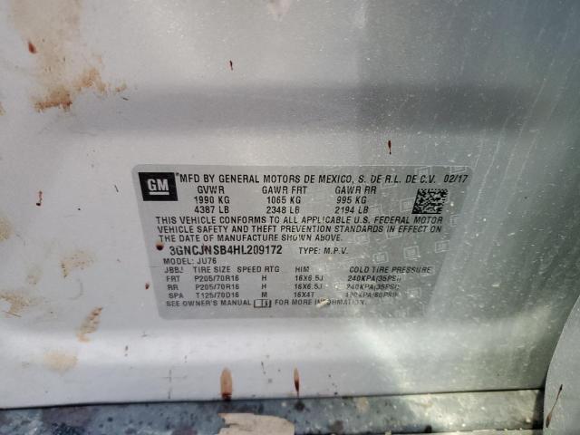 3GNCJNSB4HL209172 - 2017 CHEVROLET TRAX LS SILVER photo 12