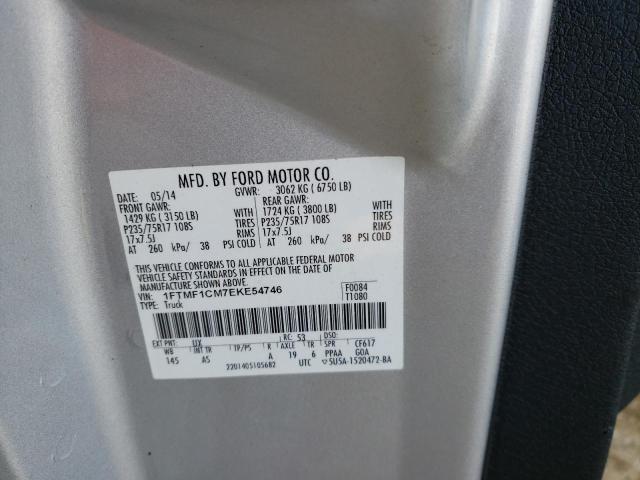 1FTMF1CM7EKE54746 - 2014 FORD F150 SILVER photo 12