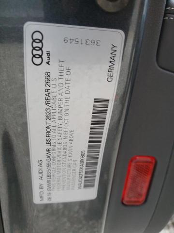 WAUC4CF50KA080805 - 2019 AUDI S5 PRESTIGE Сұр фото 12