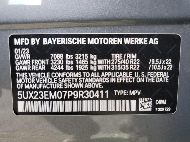 5UX23EM07P9R30411 - 2023 BMW X7 XDRIVE40I GRAY photo 14