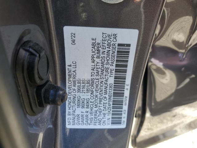 19XZE4F59NE013363 - 2022 HONDA INSIGHT EX GRAY photo 12