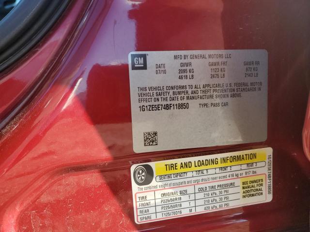 1G1ZE5E74BF118850 - 2011 CHEVROLET MALIBU LTZ მუქწითელი ფოტო 12