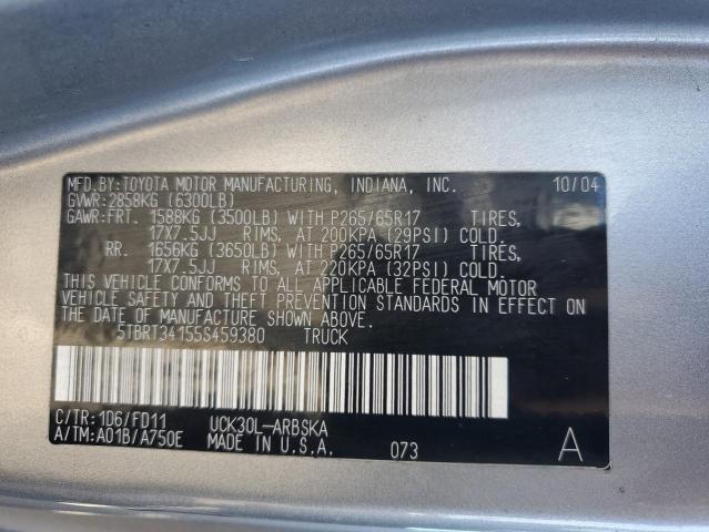 5TBRT34155S459380 - 2005 TOYOTA TUNDRA ACCESS CAB SR5 SILVER photo 13