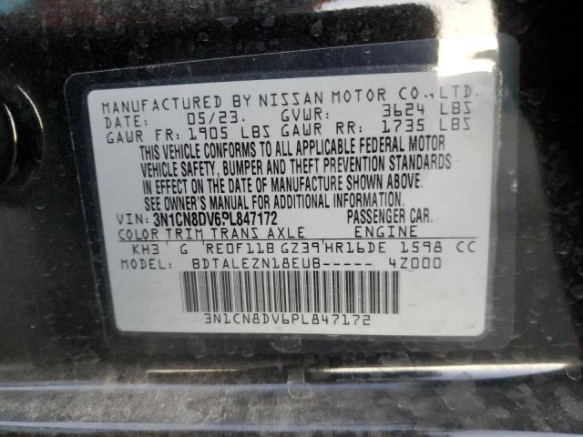 3N1CN8DV6PL847172 - 2023 NISSAN VERSA S BLACK photo 12