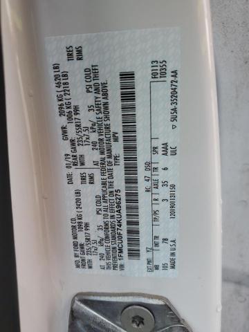 1FMCU0F74KUA96275 - 2019 FORD ESCAPE S WHITE photo 14