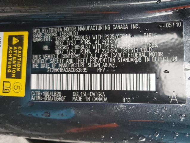 2T2BK1BA3AC063899 - 2010 LEXUS RX 350 CHARCOAL photo 13