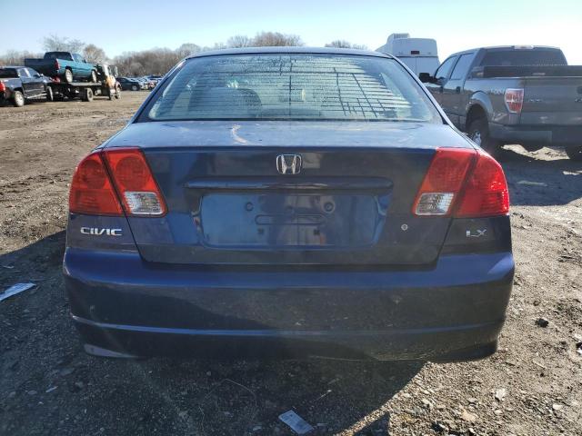 1HGES165X4L020223 - 2004 HONDA CIVIC LX BLUE photo 6