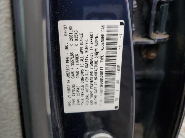 1HGCP36868A008117 - 2008 HONDA ACCORD EXL BLUE photo 12