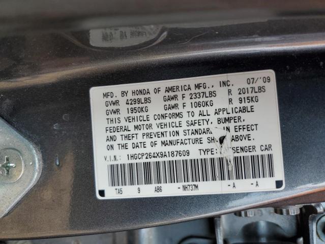 1HGCP264X9A187609 - 2009 HONDA ACCORD LXP GRAY photo 12