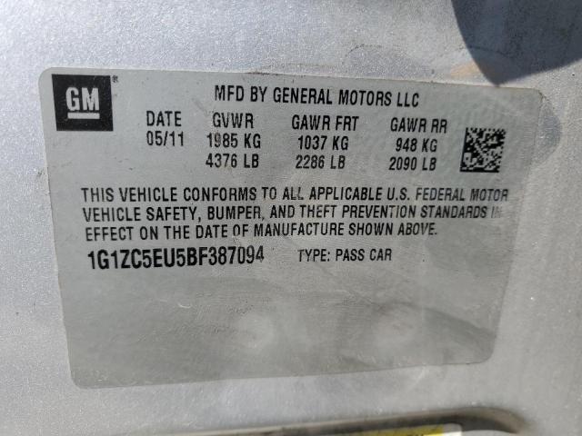 1G1ZC5EU5BF387094 - 2011 CHEVROLET MALIBU 1LT Күміс фото 12