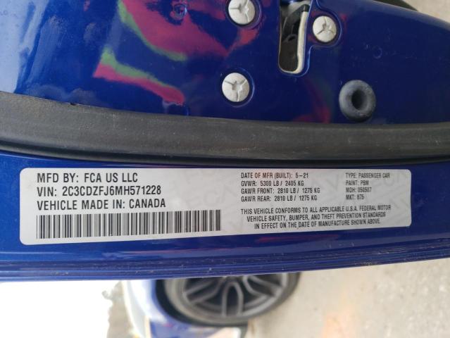 2C3CDZFJ6MH571228 - 2021 DODGE CHALLENGER R/T SCAT PACK BLUE photo 12