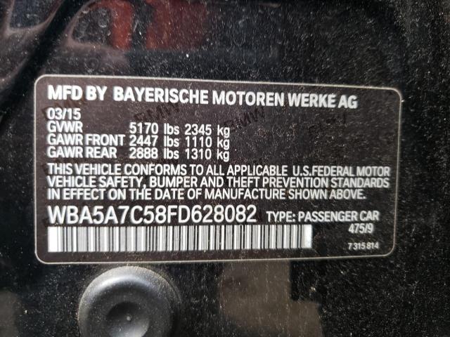 WBA5A7C58FD628082 - 2015 BMW 528 XI BLACK photo 12