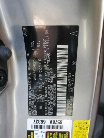 5TDYK3DCXES522836 - 2014 TOYOTA SIENNA XLE SILVER photo 13