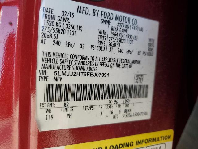 5LMJJ2HT6FEJ07991 - 2015 LINCOLN NAVIGATOR წითელი ფოტო 13