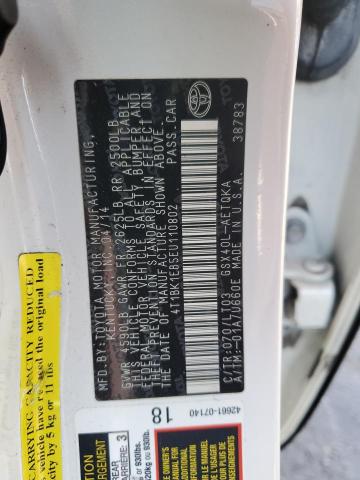 4T1BK1EB5EU110802 - 2014 TOYOTA AVALON BASE 白色 照片 13