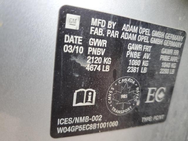 W04GP5EC8B1001060 - 2011 BUICK REGAL CXL SILVER photo 13