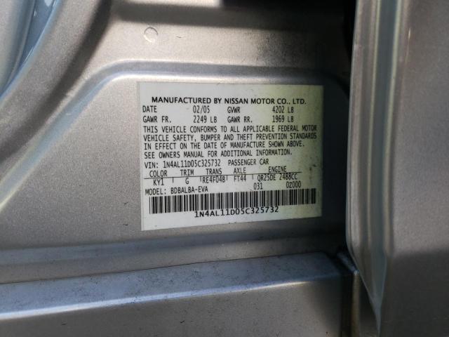 1N4AL11D05C325732 - 2005 NISSAN ALTIMA S SILVER photo 12