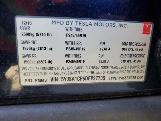 5YJSA1CP6DFP27705 - 2013 TESLA MODEL S BLACK photo 13